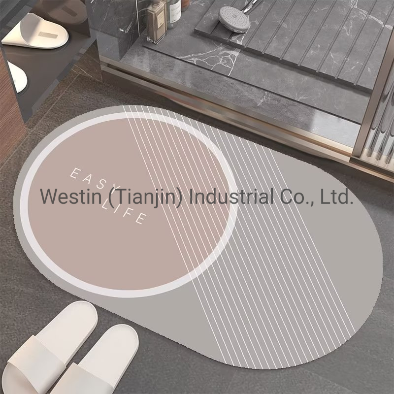 Oval Retangle Washable Anti-Slip Tub Bathroom Rugs Mat Water Absorption Rubber Floor Mat Bath Mat