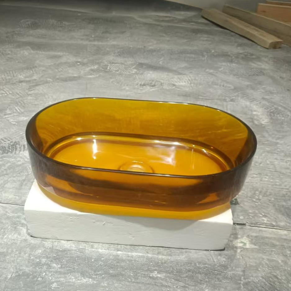 Раковина для ванной из прозрачной смолы темно-коричневая