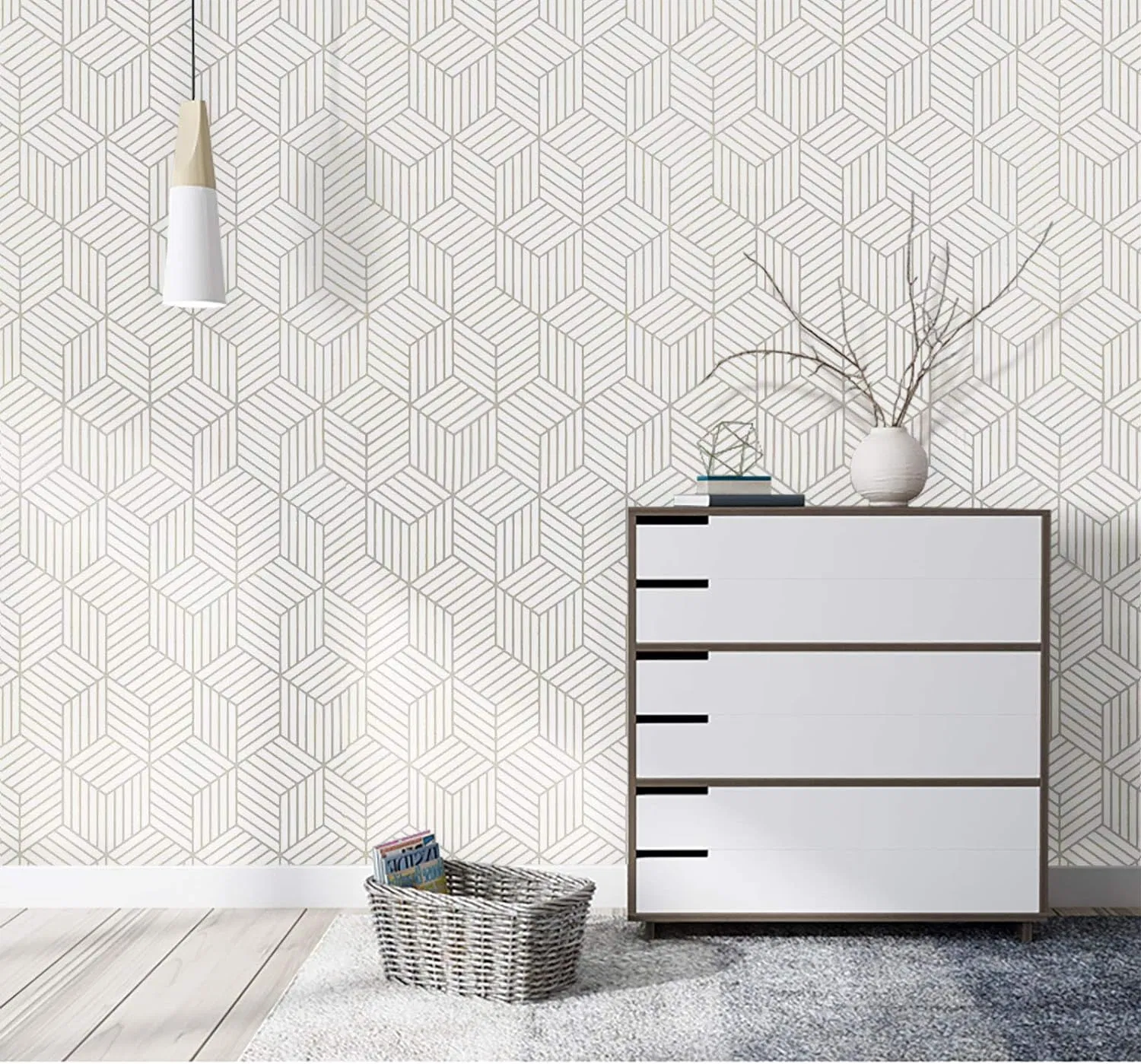 Vinyl Film Geometric Pattern Hexagon Wallpaper
