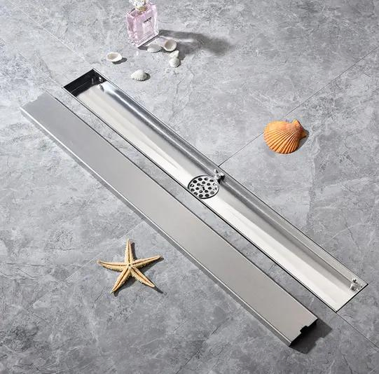 Stainless Steel 304 Nickle Brush Bathroom Floor Drain Linear Long Shower