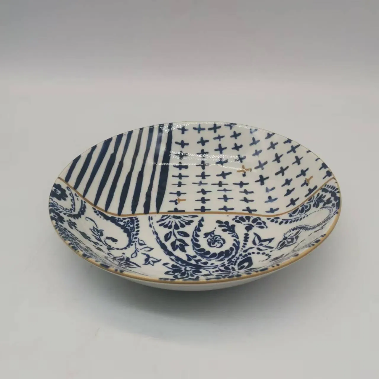 8"Coup Moon Soup Plate Stamp Decal Ceramic Porcelain Tableware