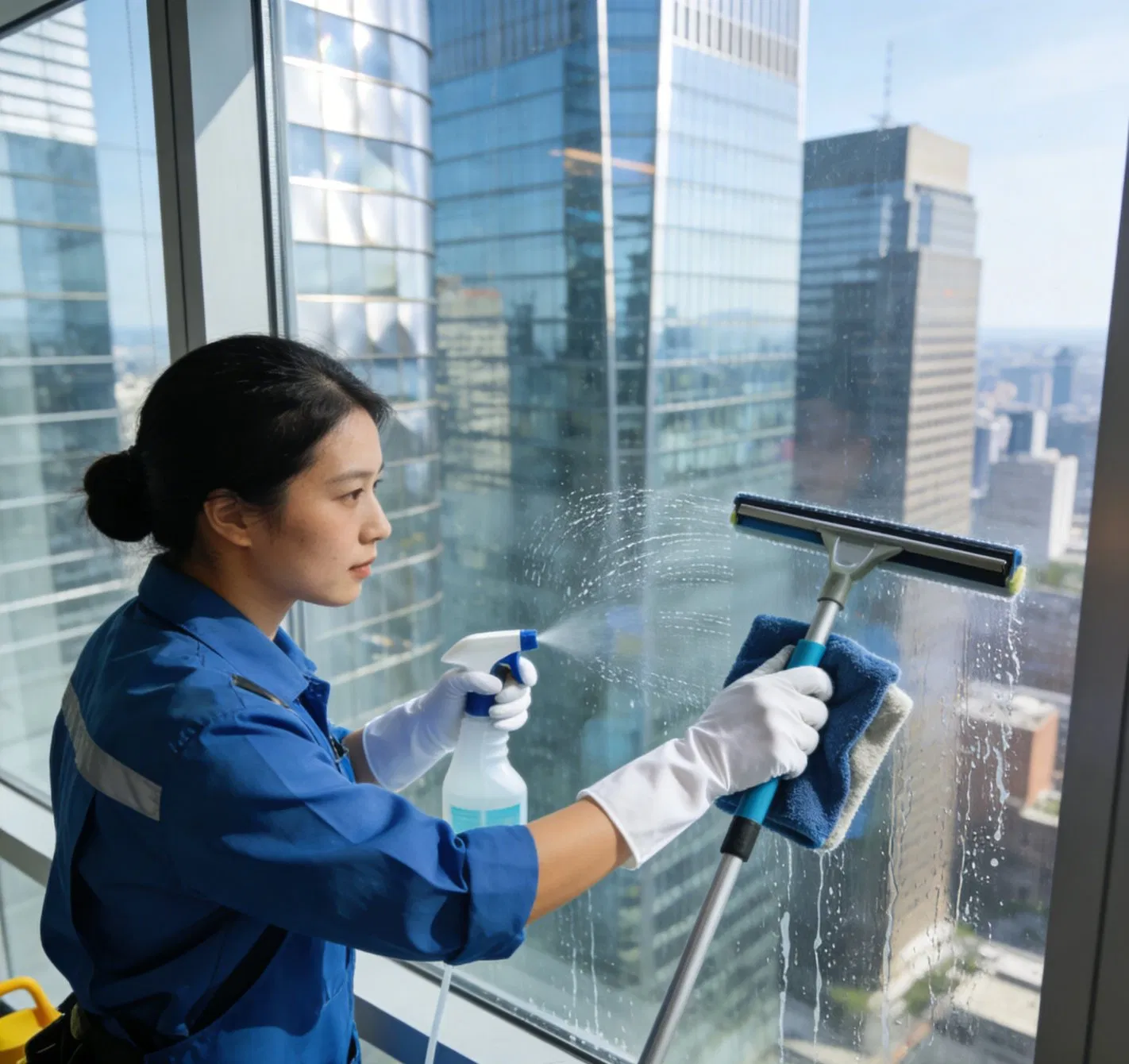 Bulk Sale Customizable Extendable Window Squeegee Kit with Replaceable Brush Heads, Factory Direct for Wholesalers