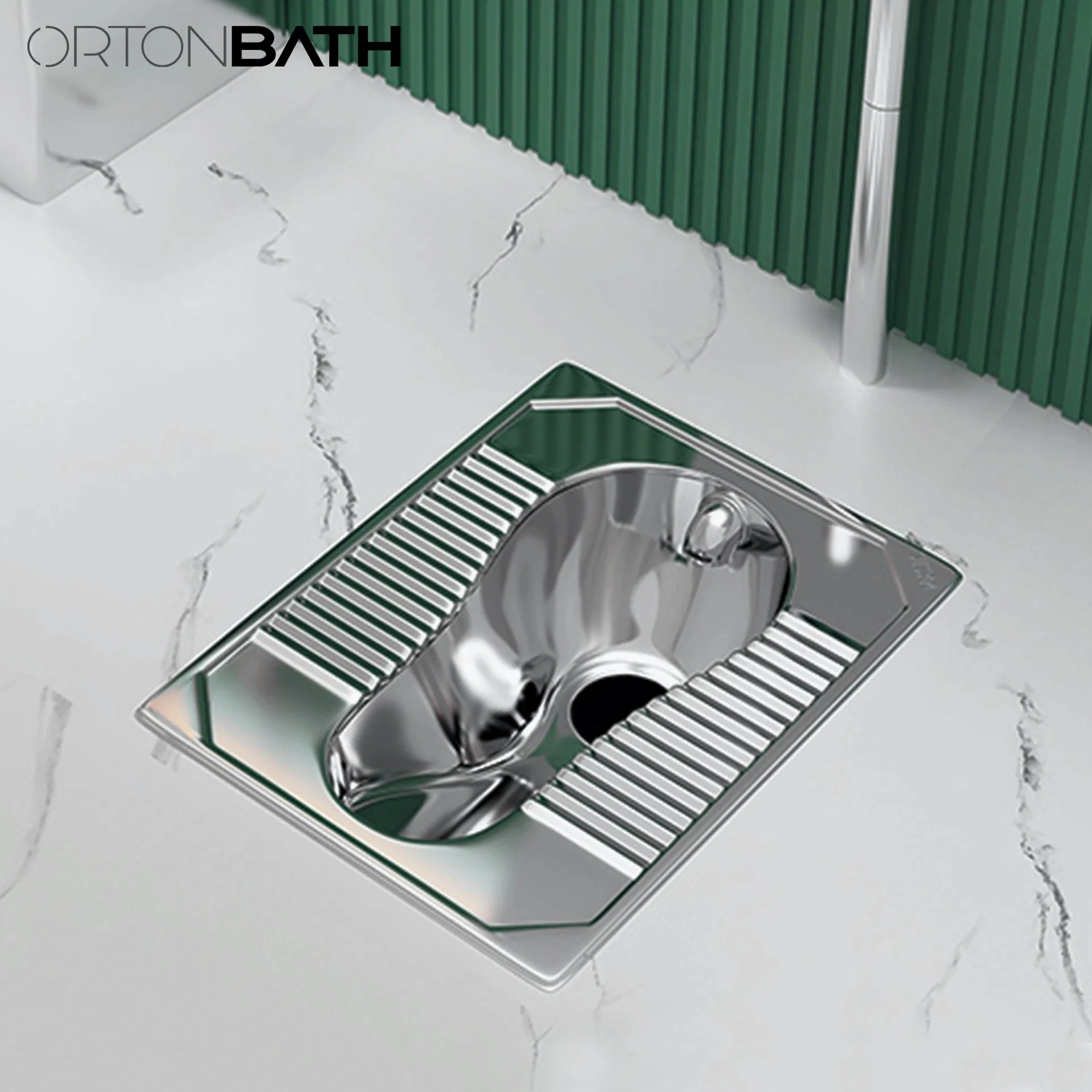 Ortonbath Commercial Stainless Steel Piss Wc Squatting Pan Toilet Squat Wc Pan for Prison Train Commerical Area