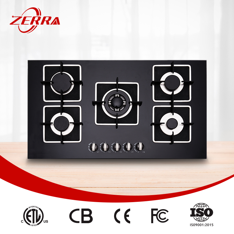 5 Burner Tempered Glass Cost Iron Pan Support Gas Cooktop