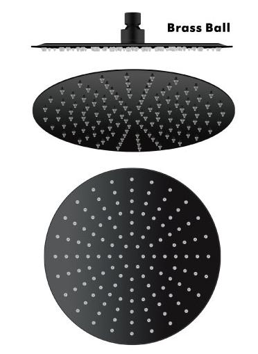 Смеситель для душа скрытого монтажа, черный, с дождевой лейкой