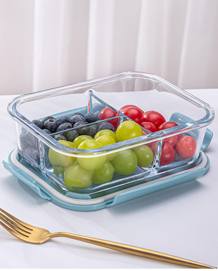 Modern Kitchen Glass Lunch Box Extra Large Capacity Microwave Heating Special Food Grade Refrigerator Sealed Rectangular