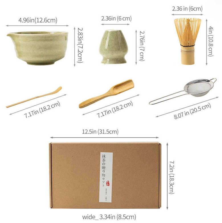 Customized Logo Matcha Set 4PCS with Bamboo Packaging