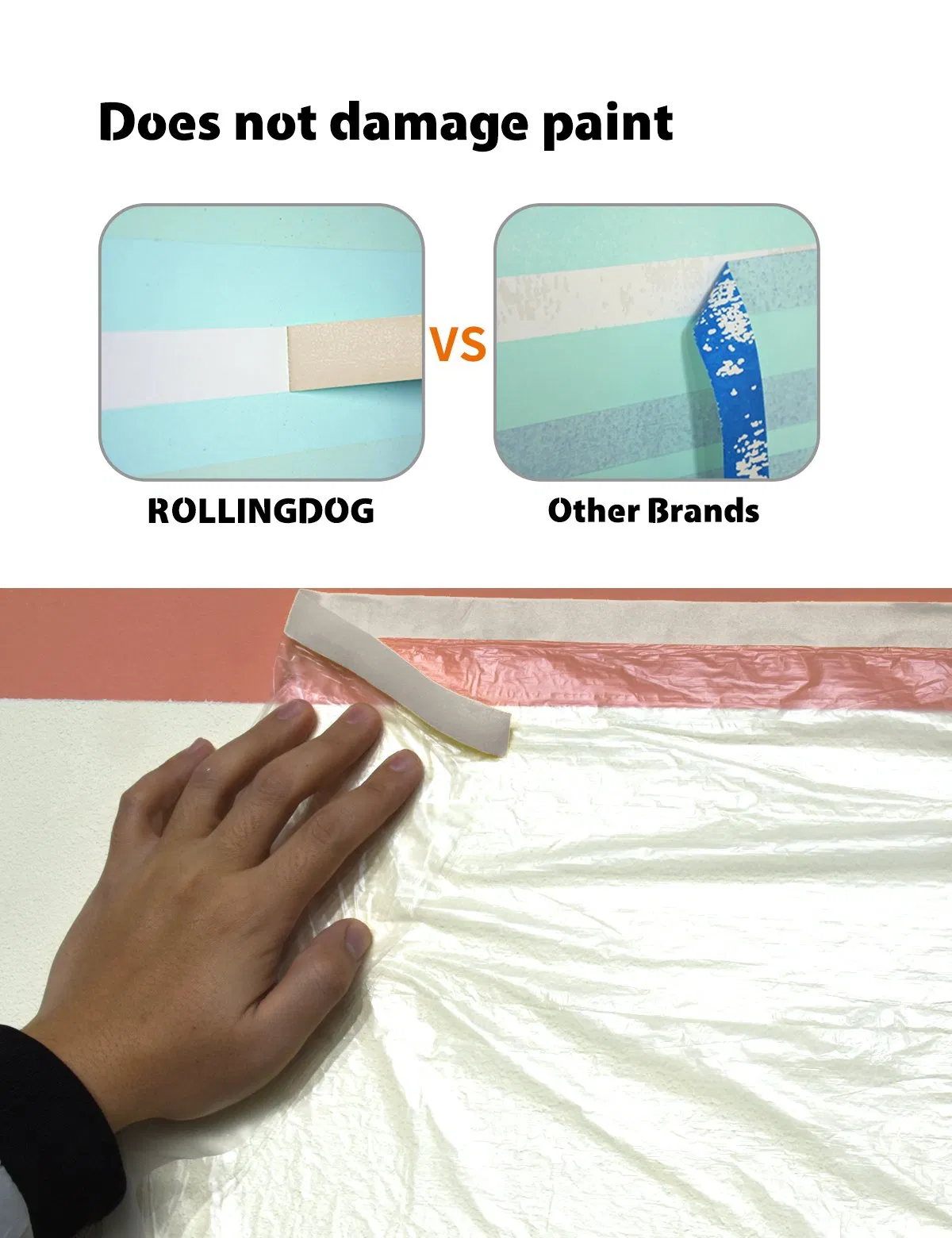 Rollingdog-PRO 81238 Pre-Taped Masking Film with Dispenser (4PC)