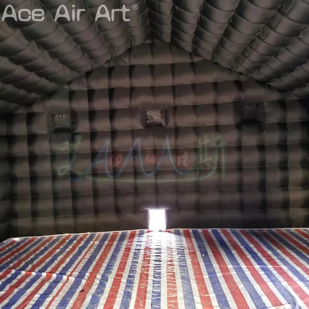 Adults Marquee Cube Event House for Party Inflatable Disco Tent with Blowers 550W Large Black Inflatable Nightclub Party Tent