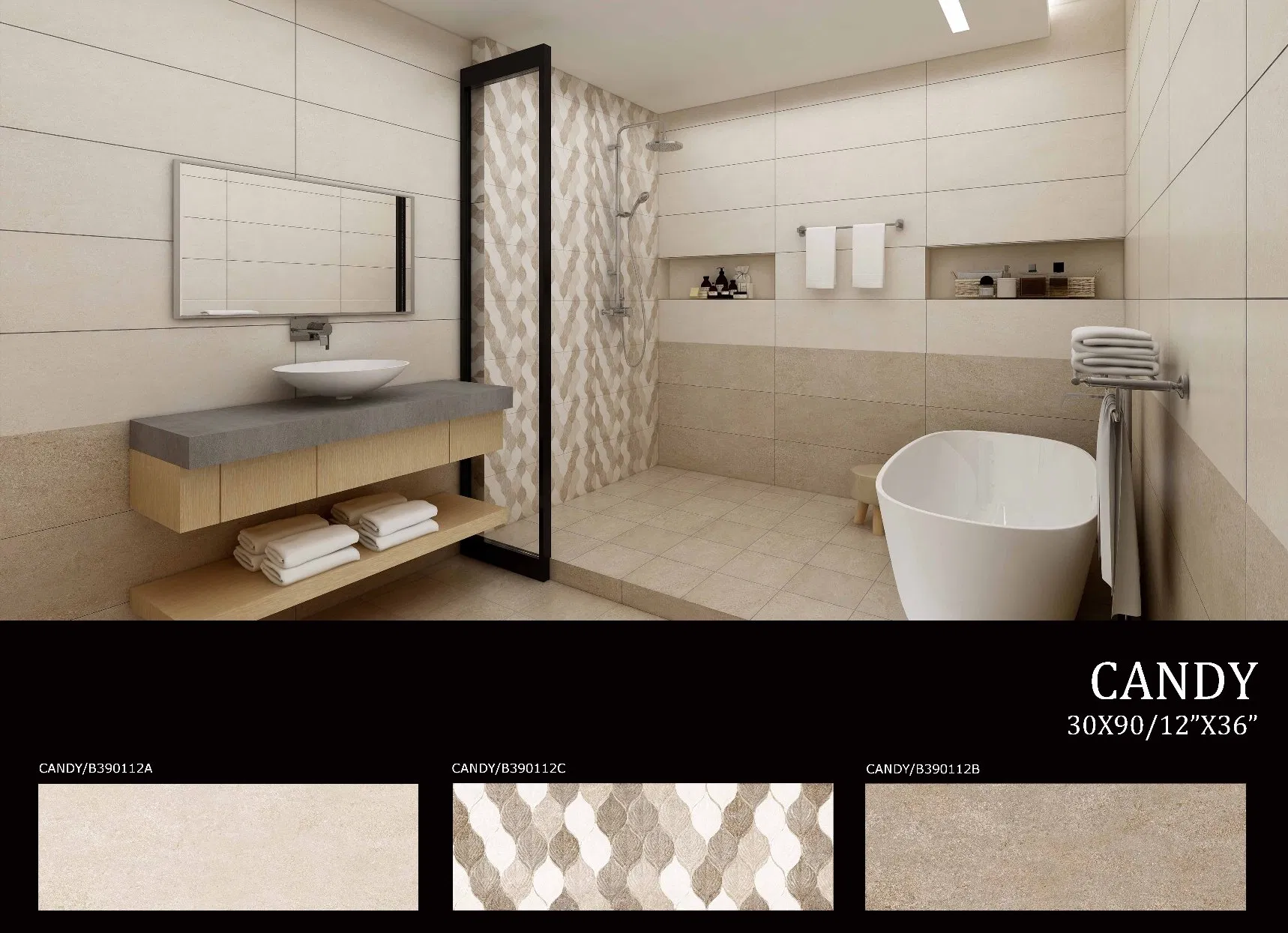 Hot Selling Foshan Building Material 300*900mm Glazed Ceramic bathroom Wall Tile