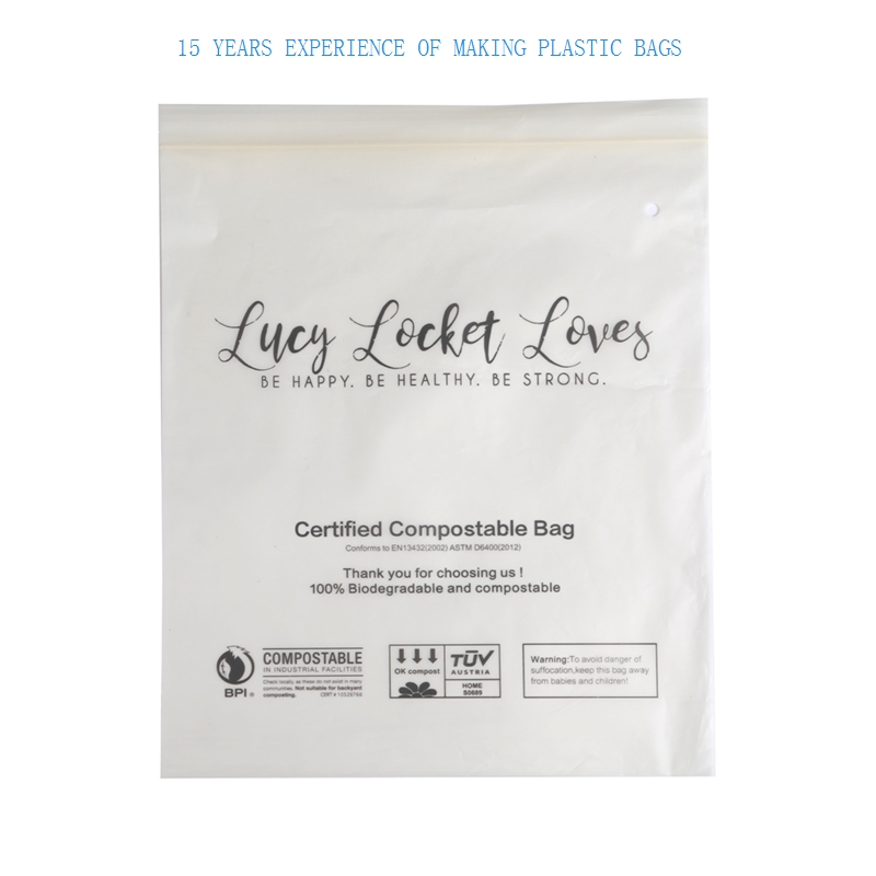 Frosted Pbat PLA Material Corn Starch Compostalbe Zipper Bag for Furit