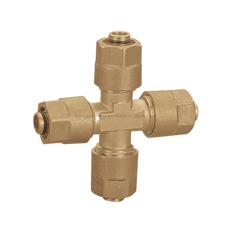 Chrome Plate Brass Compression Fitting Cross for Water Supply System