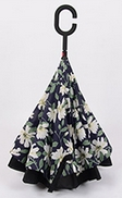 Lily Print Car Reverse Straight Manual Umbrella Windproof Function