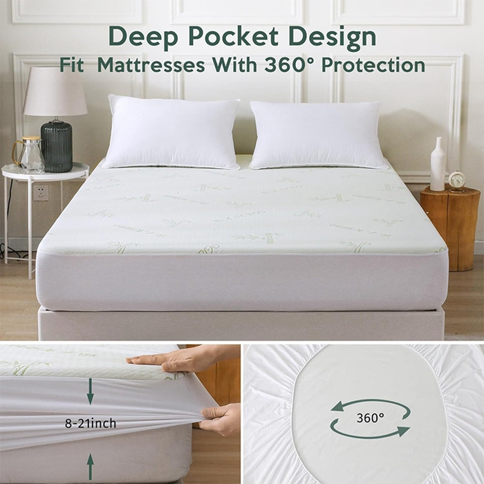 Factory Washable Elastic Fitted Bamboo Waterproof Bed Cover Mattress Protector Single Bed