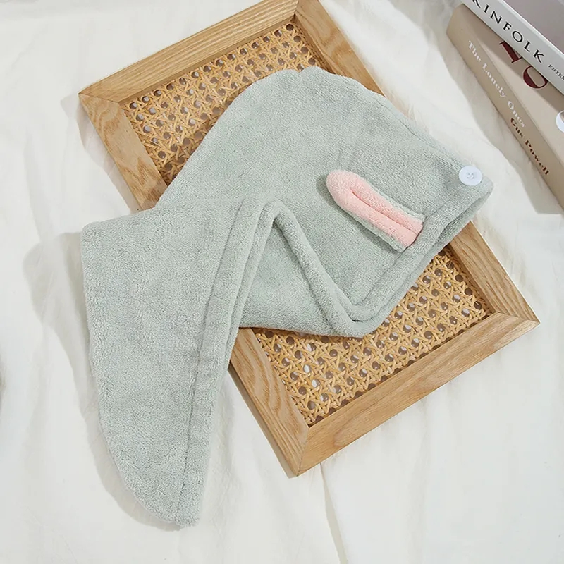 The New Rabbit Ears Dry Hair Cap Thick Quick-Drying Coral Fleece Dry Hair Towel