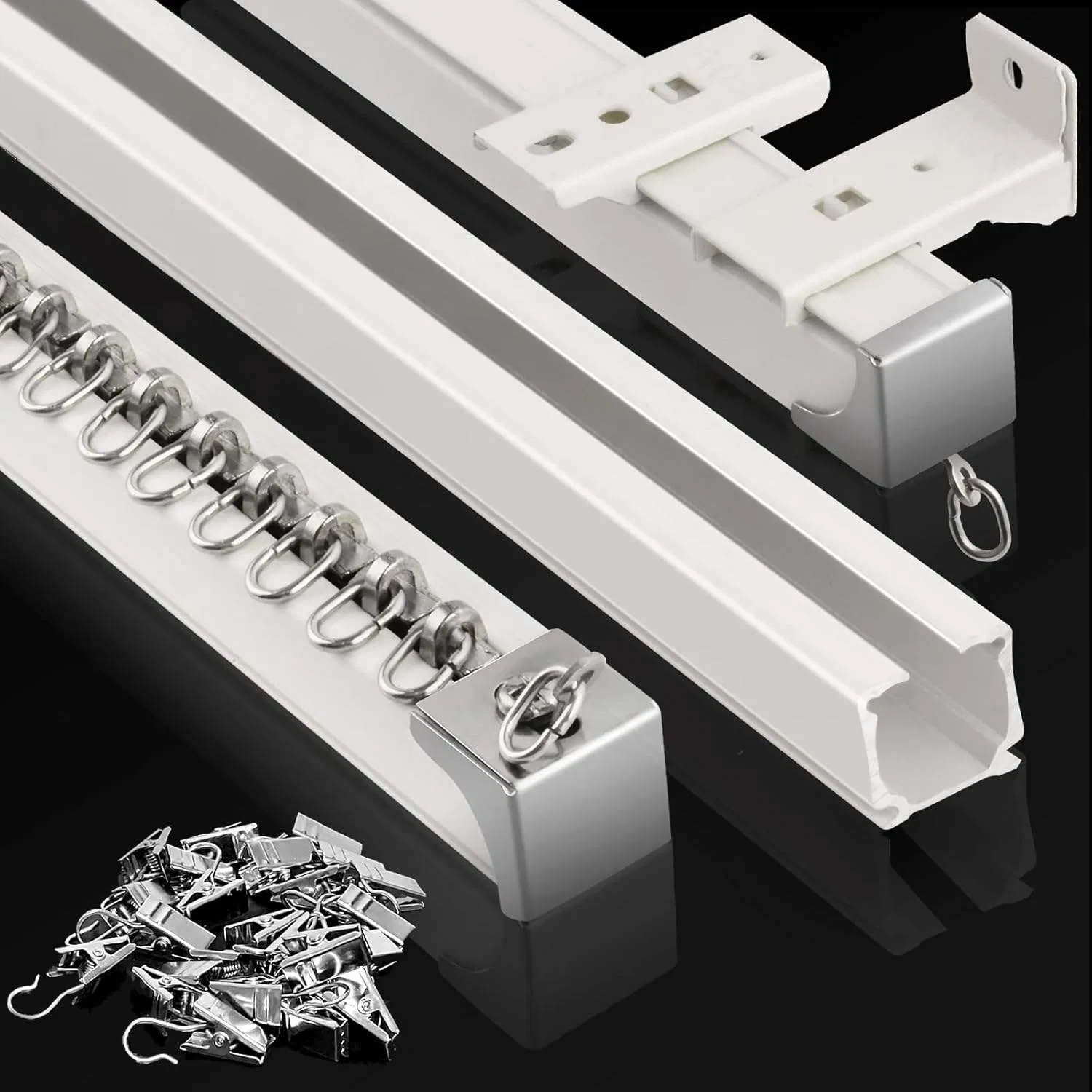 Wall/Ceiling Mount Curtain Track Rail Durable Curtain, Economical Window Curtain Tracks, Can Be Cut Curtain Guide Rail