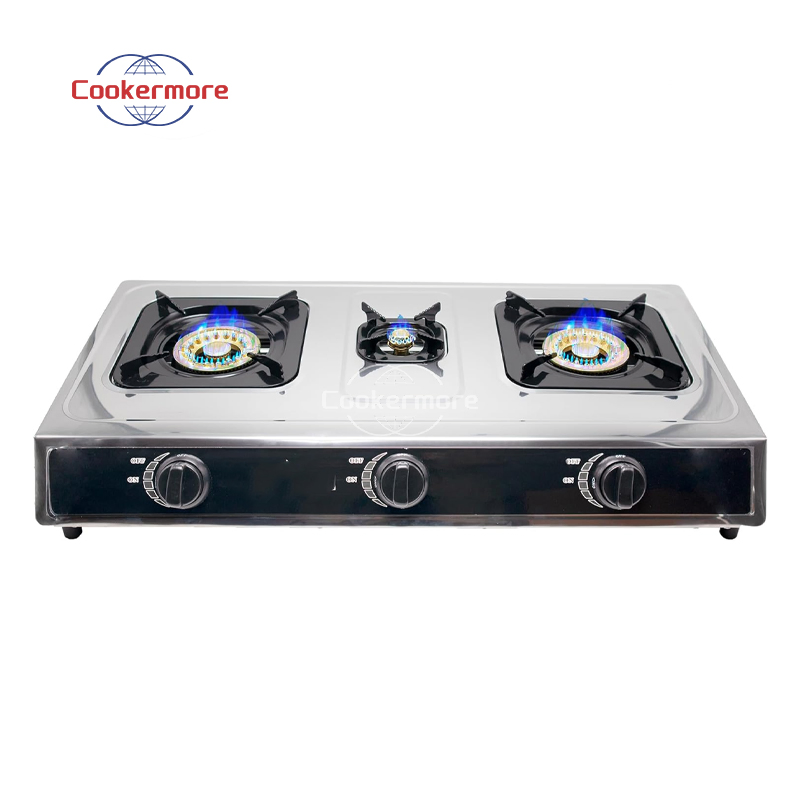 Premium Tabletop 3-Head Equipped with Stainless Steel Top Kitchen Appliance Gas Hob