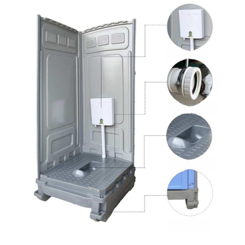 Prefabricated Plastic Squat or Direct Flush Portable Toilet