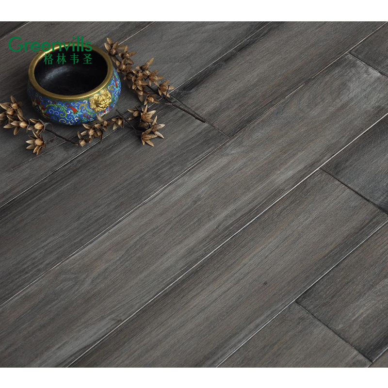 Solid Hickory Real Hardwood Wooden Flooring Grey Color