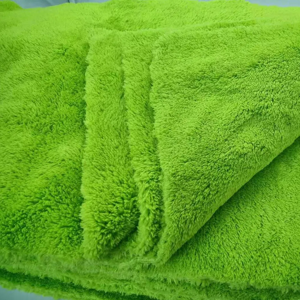 400GSM 40*40 Blue Edgeless Coral Fleece Microfiber Cloth for Car Washing Drying, Soft and Absorbent