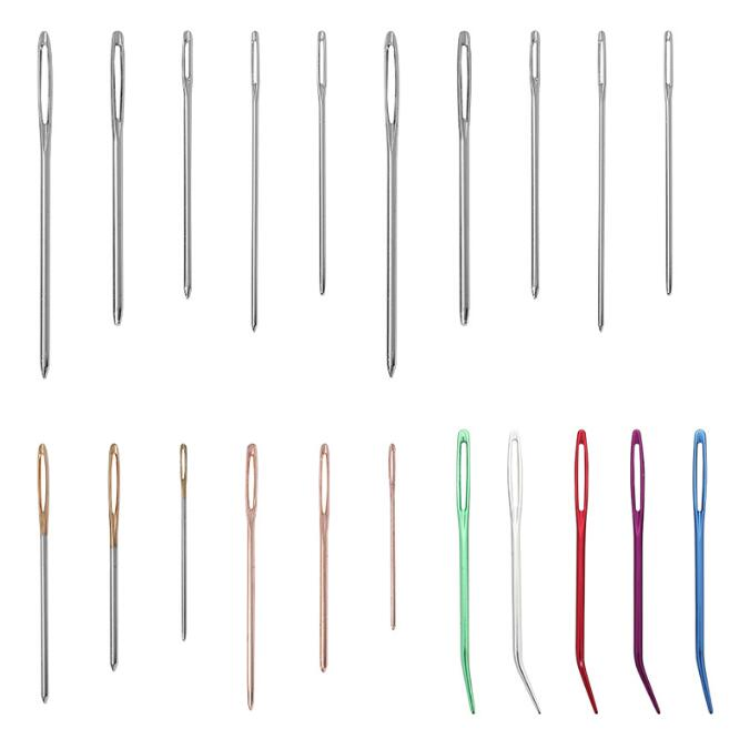 Gold Eye Big Eye Hole Hand Sewing Needle Crochet Knitting Blunt End Metal Needle for Thick Thread and Yarn