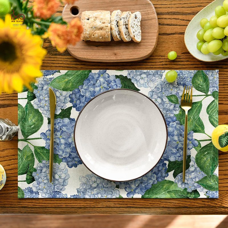Washable Wipeable Rectangular Table Rustic Wholesale Home Decor Print Customized Woven Linen Placemat for Cafe