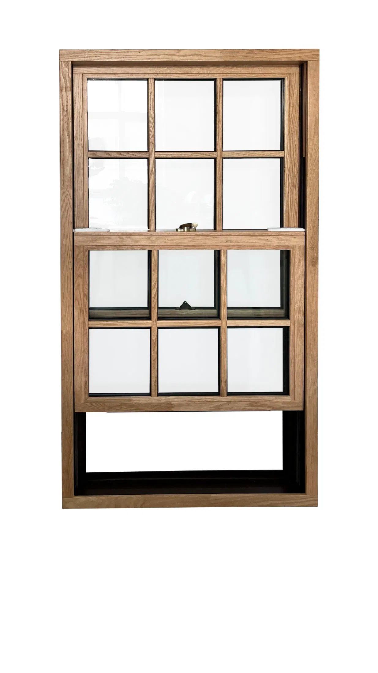 Penjoy Wood Color Vertical Silding Window Balcony Wooden Replacement Single Hung Windows