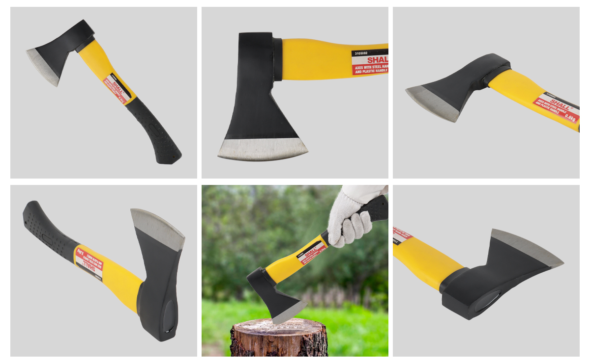 Hatchet Axe with Fiberglass Handle 600g Axe Head Camping Outdoor Hatchet for Wood Splitting and Chopping