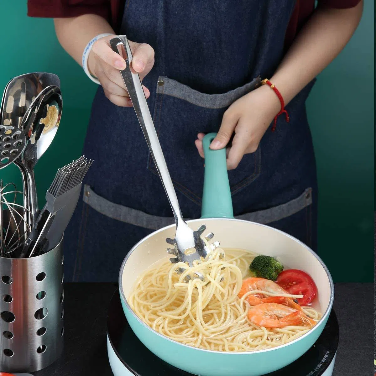 Kitchen Utensils Stainless Steel Pasta Spoon Fork