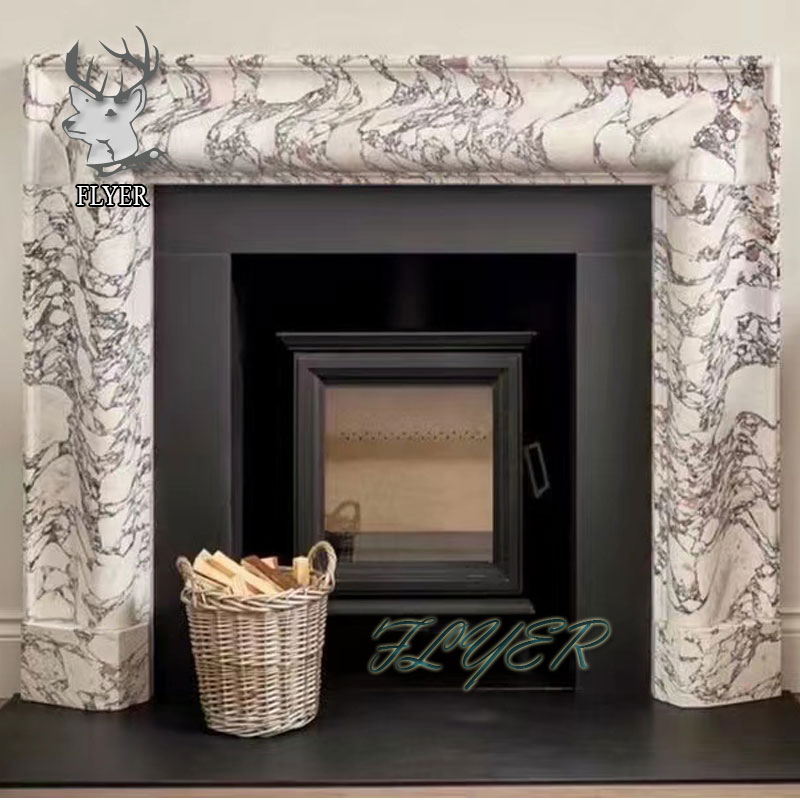Louis Xvi Villa Decorative White Marble Fireplace Mantel Polished French Style Marble Mantel
