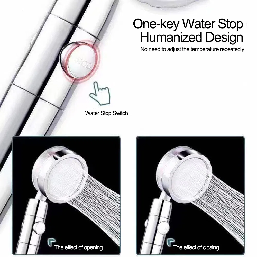 High Pressure Spray Nozzle with Fan Turbocharged Shower Head 360 Degrees Rotating Ionic Filter Handheld Shower Head