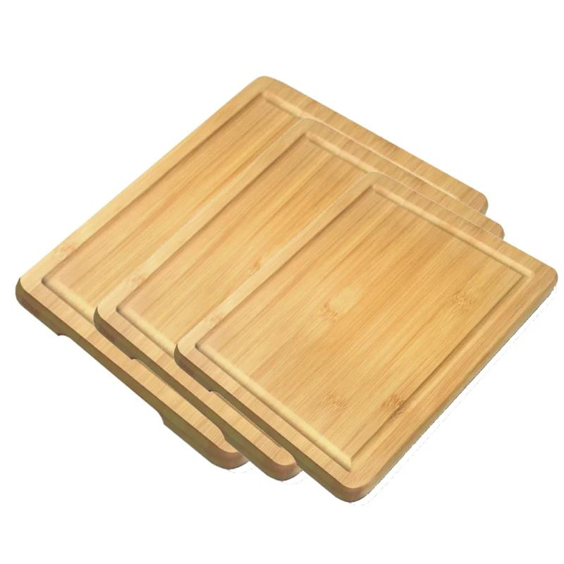 Набор разделочных досок и ножей из бамбука, 4 в 1