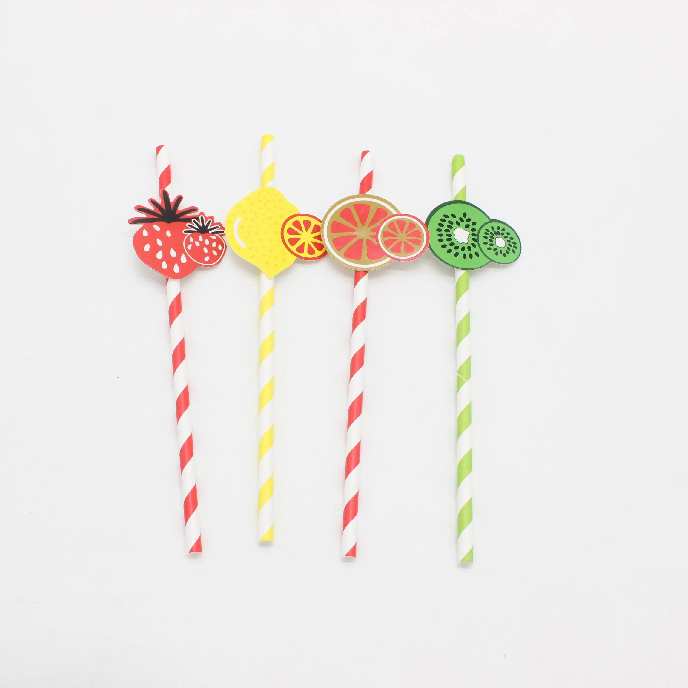 Eco-Friendly Birthday Wedding Party Decoration Summer Fruit Theme Lemon Watermelon High Quality Custom Disposable Paper Decoration Straws
