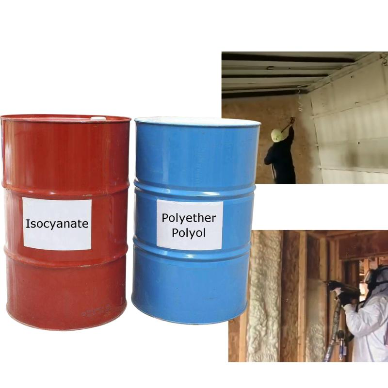 55 Gallon Fireproof Adhesive Thermal Closed Cell PU Machine Spray Foaming Material Polyurethane Chemicals