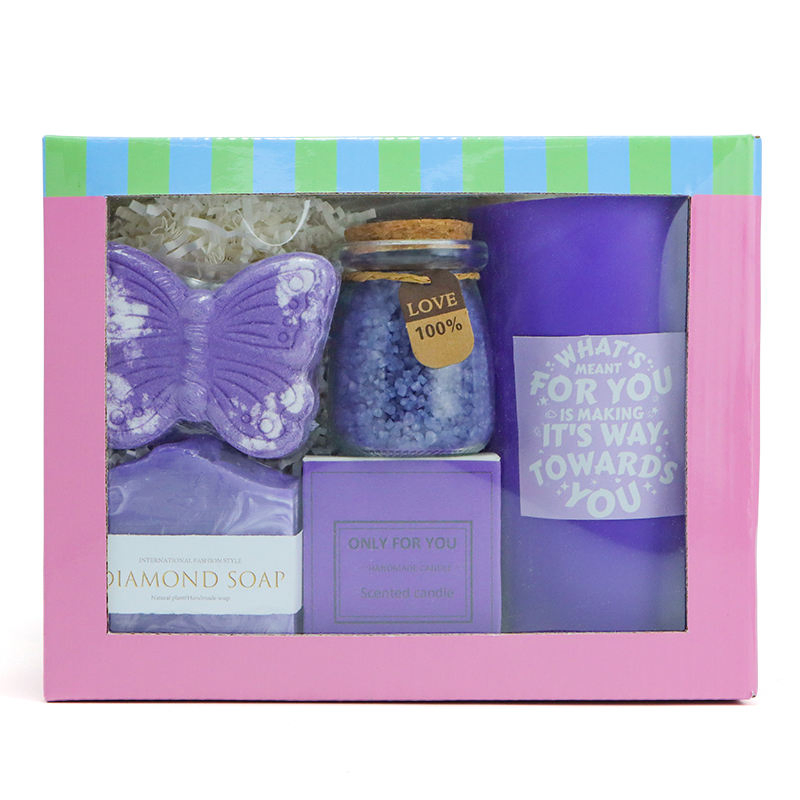 Natural Organic Self Care Gifts for Women Scented Candle Handmade Soap Bath Salt Bath Bomb Relaxing SPA Gifts