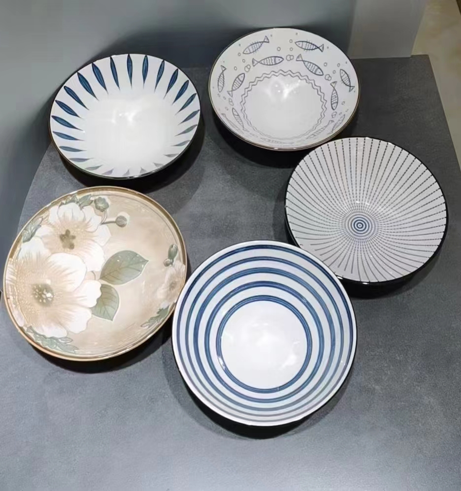8.2"Salad Soup Bowl with Pad Prting Porcelainware Ceramics Tableware