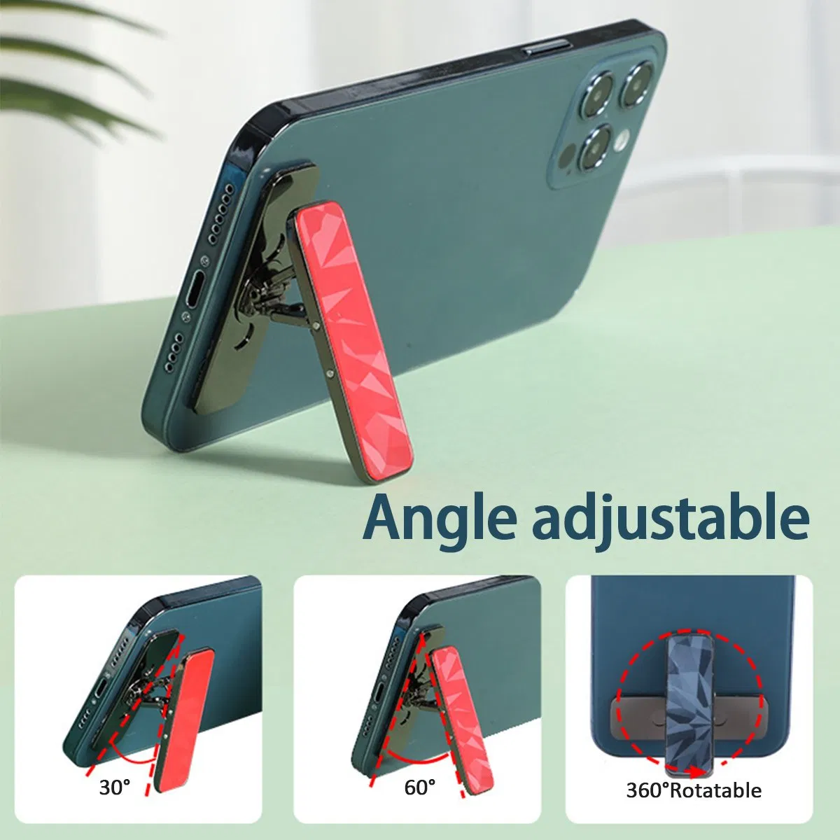 Metal Alloy Phone Stand Sticky Foldable Adjustable Angle Artisan