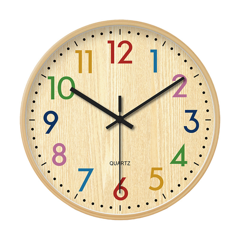 Hot Fashion Plastic Wall Clock with Wooden Clock Face