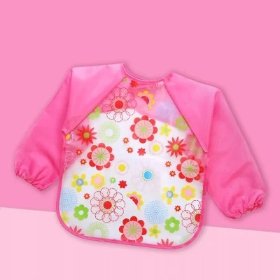 Baby Reusable Leak Proof Bib Washable Waterproof Bib for Kids with Sleeves