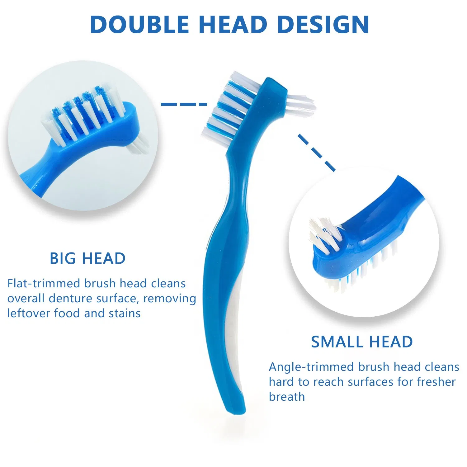 High Quality Denture Oral Hygiene Deep Cleaning Denture Toothbrush
