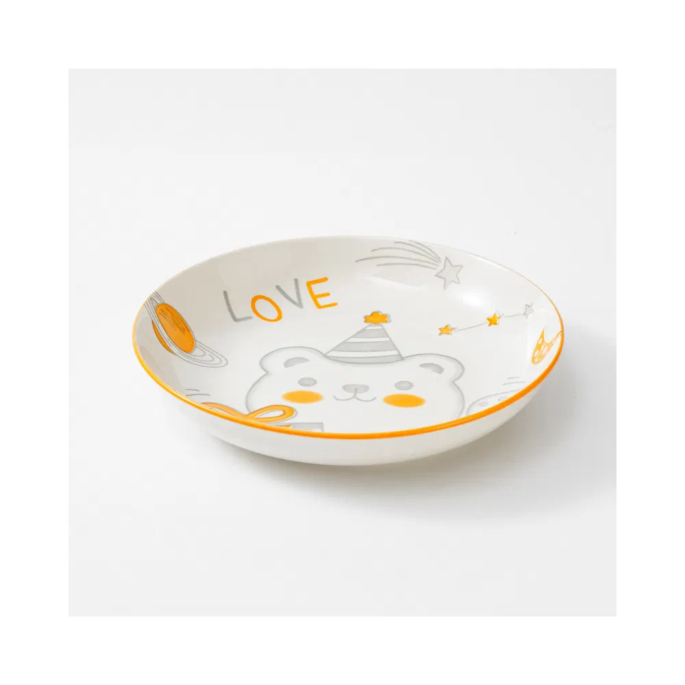 Hot Selling Children Dinner Set Cartoon Design Pad Printing Porcelainware Ceramic Tableware