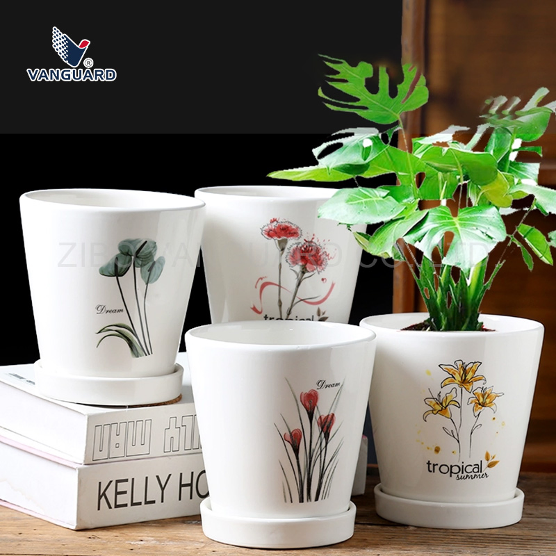 Wholesale Modern Outdoor Indoor Round Custom White Ceramic Flower Pot