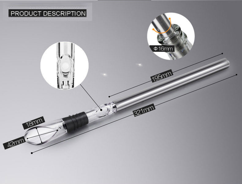3-in-1 Stainless Steel Drink Chiller Wine Aerator Pourer Cooler Stick Set for Red Wine Bottle