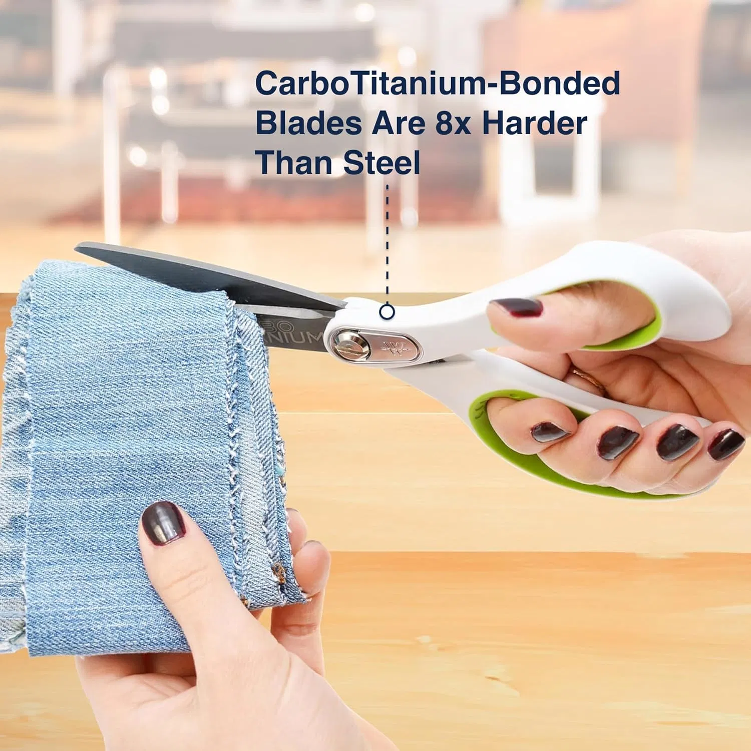 Титановые ножницы для ткани 7 и 9 дюймов, бело-зеленые