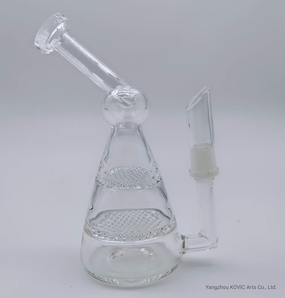 7" Glass Smoking Pipe with Double Layer Honeycomb Water Pipe