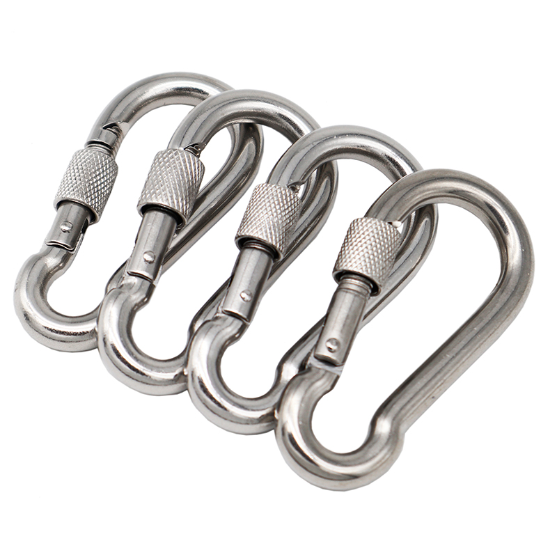 Locking Carabiner Hook Heavy Duty 304 Stainless Steel Large Caribiner for Camping/Swing/Hammock/Hiking/Weight Lifting Machine/Home Gym Equipment