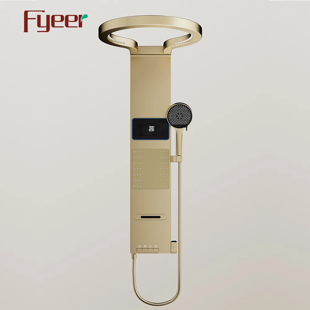 Fyeer Brush Gold Motion Sensor Piano Key Button Digital Shower Panel