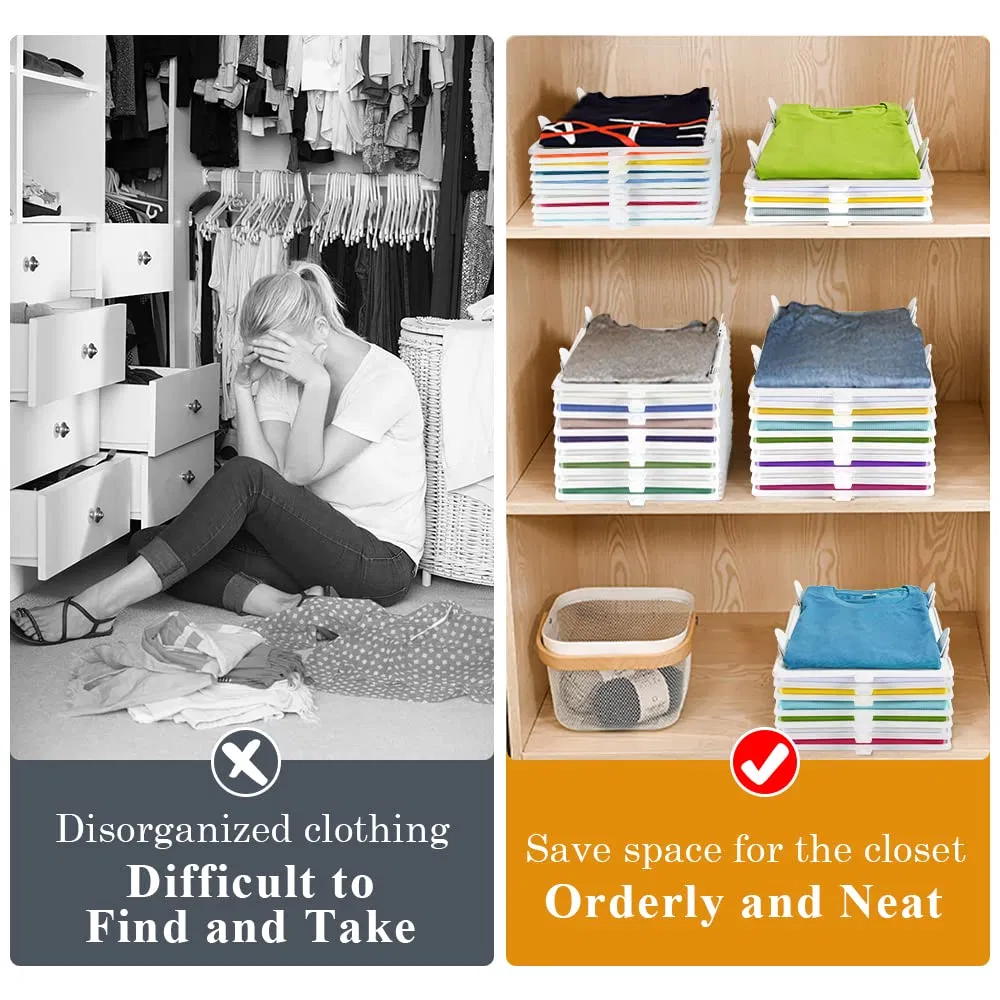 10-Packed Stackable Shirt Organizer for Efficient Closet Storage and Easy Access