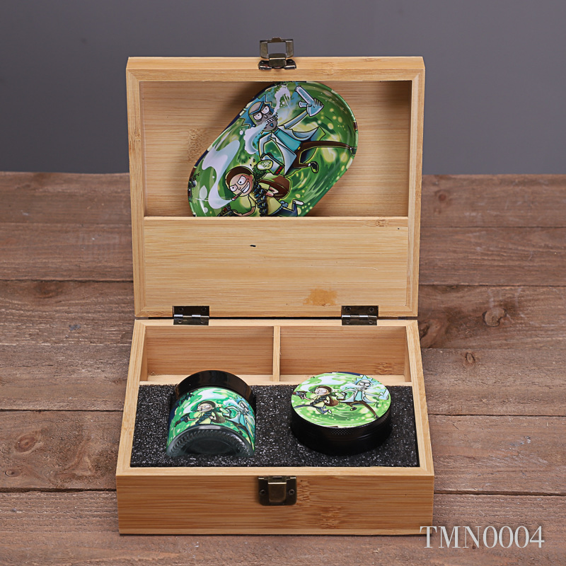 Wooden Box Cigarette Set Cigarette Tray Grinder Storage Tank 4 Sets of Cigarette Set Manufacturers Wholesale