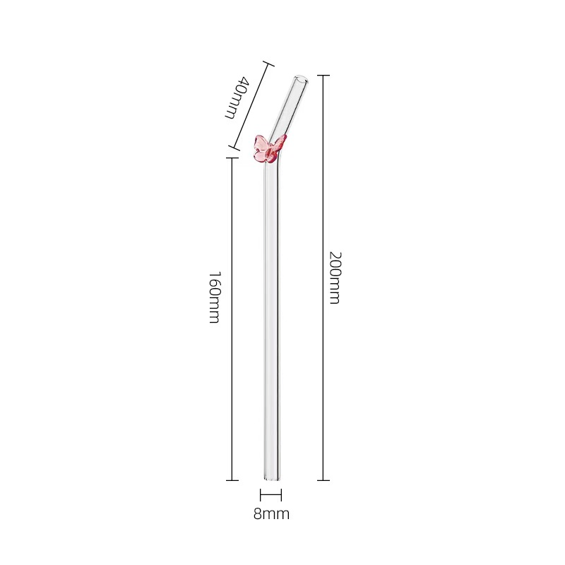 Custom Heat Resistant Creative Flower Elbow Non-Disposable Clear Glass Drinking Straw